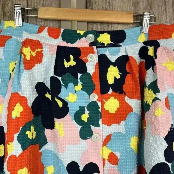 Nordstrom x Christina Martinez Skirt 14 Floral Print Lined Pockets Button Front - Picture 3 of 9